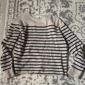 Reformation Beige and Black Striped Sweater cashmere